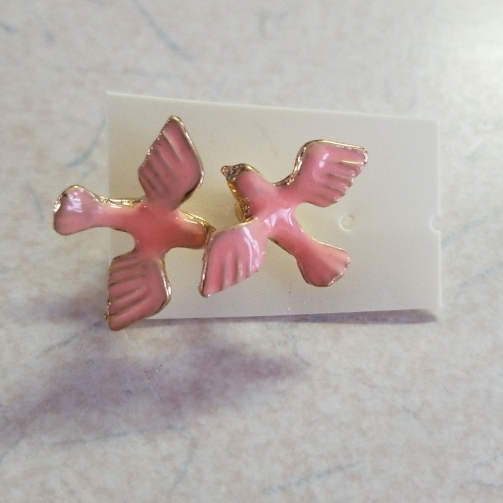 Pink soaring birds earrings